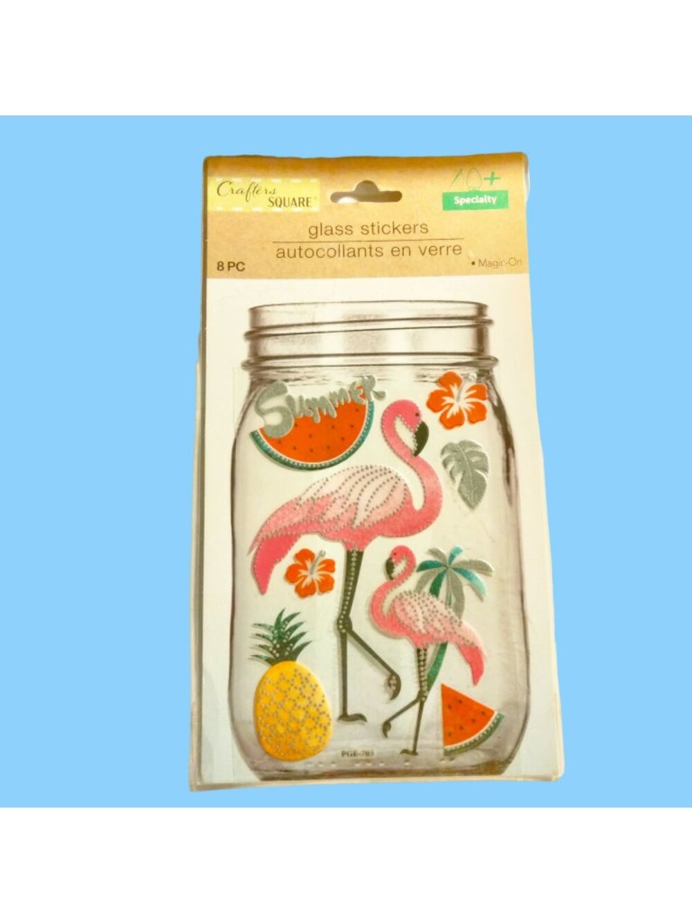 Crafters Square Flamingo Glass Stickers Magic on Jar Decoration Tropical Tiki